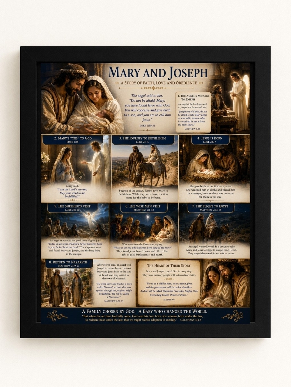 Mary and Joseph Nativity A.I. Art Print 8x10 Frame